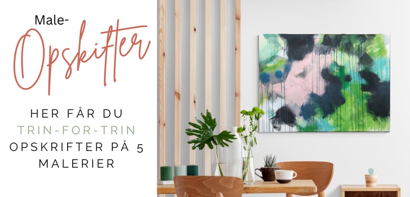 Maleopskrifter p&aring; 5 malerier trin for trin